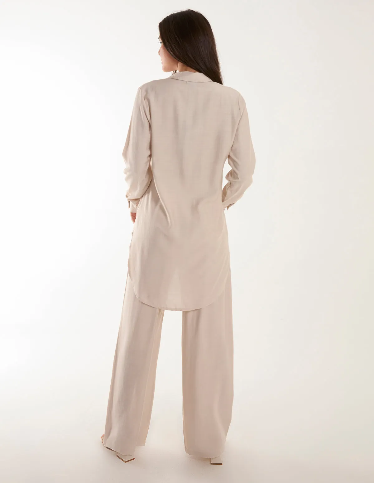 Linen Shirt and Flare Trouser Set