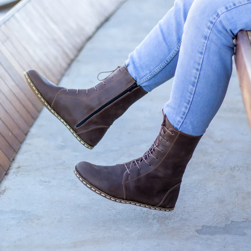 Luxury Edition - Artisian Made Brown Italian Leather Eccellenza Barefoot Boot