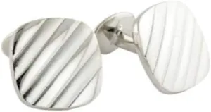 Men's Sterling Silver Striped Cushioned Cufflinks (CL188502) Men's Sterling Silver Striped Cushioned Cufflinks (CL188502)