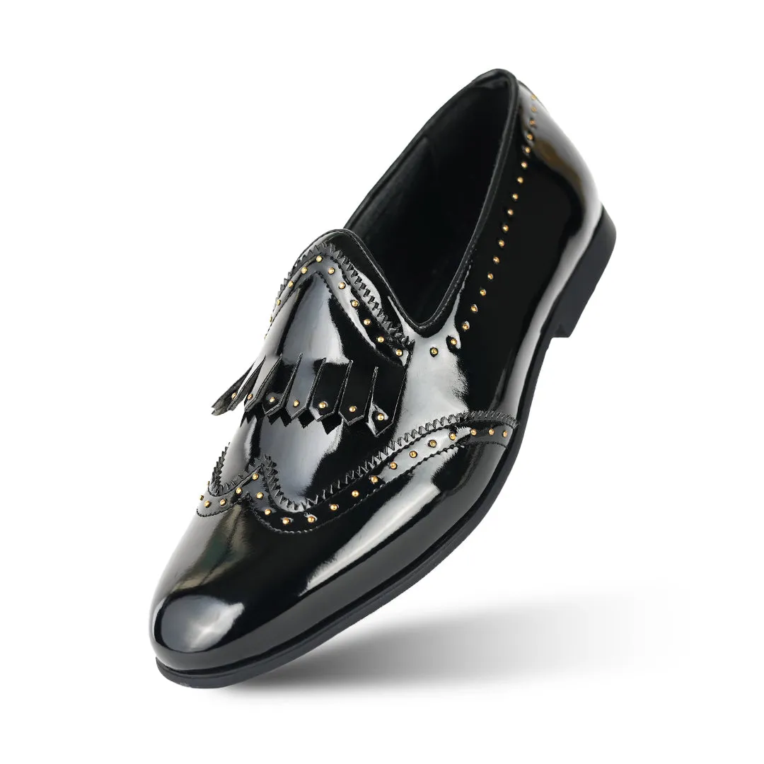 Monkstory Multi-Studded Slip Ons -  Patent Black