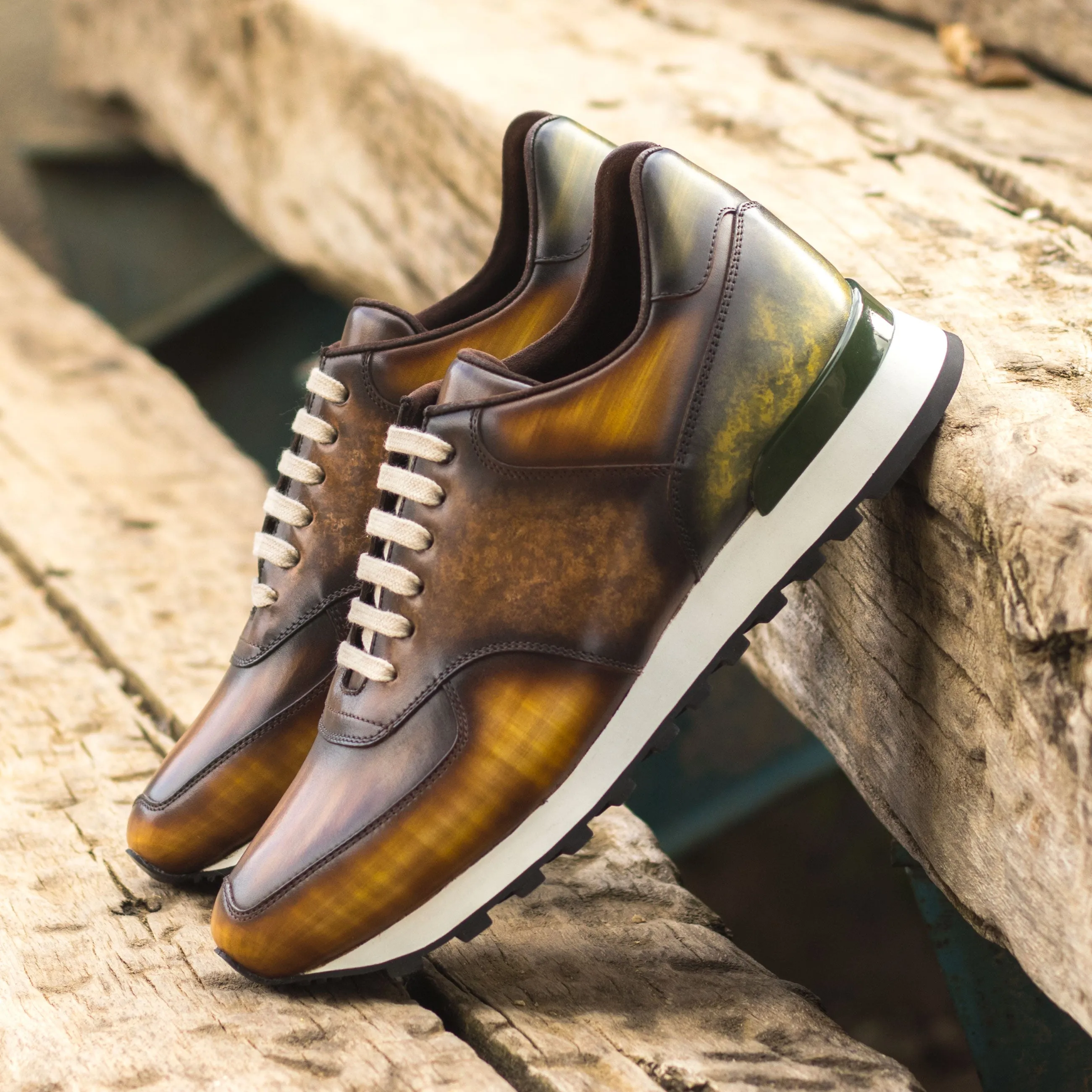 Multi-Patterned Patina Jogger Sneakers