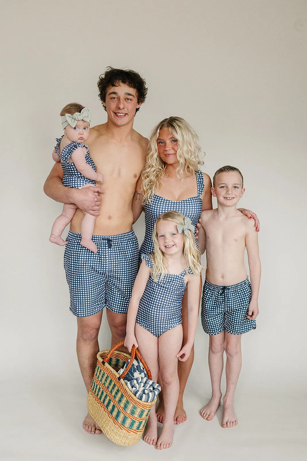 Navy Gingham Womens One-Piece