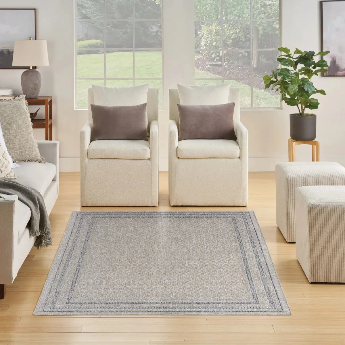 Nourison Garden Spring Indoor/Outdoor Rug Collection, Meadow Gray