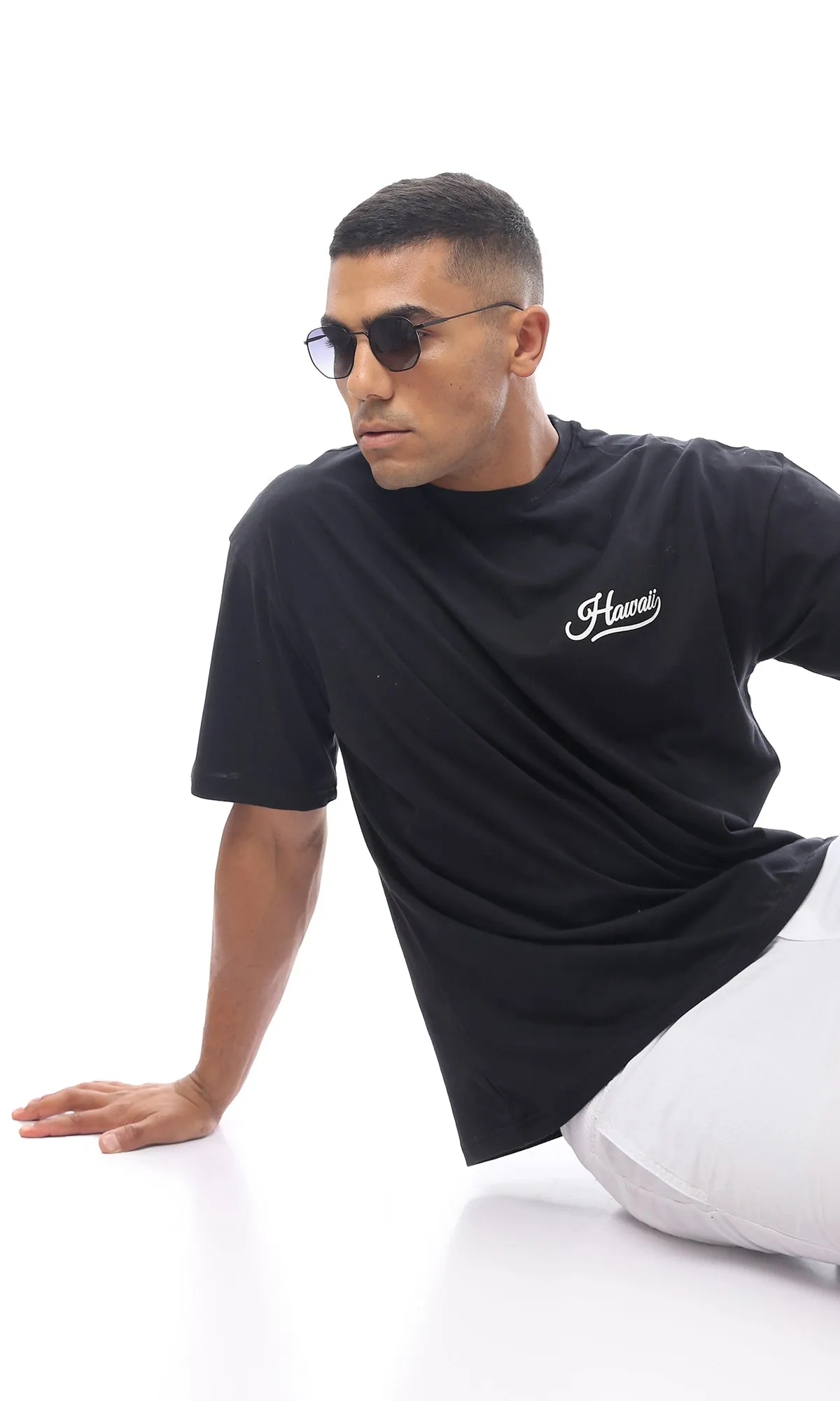 O170293 Front & Back Printed Black Slip On Tee