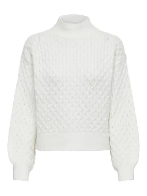Onllita Ls Structure Highneck Knt - Off-white