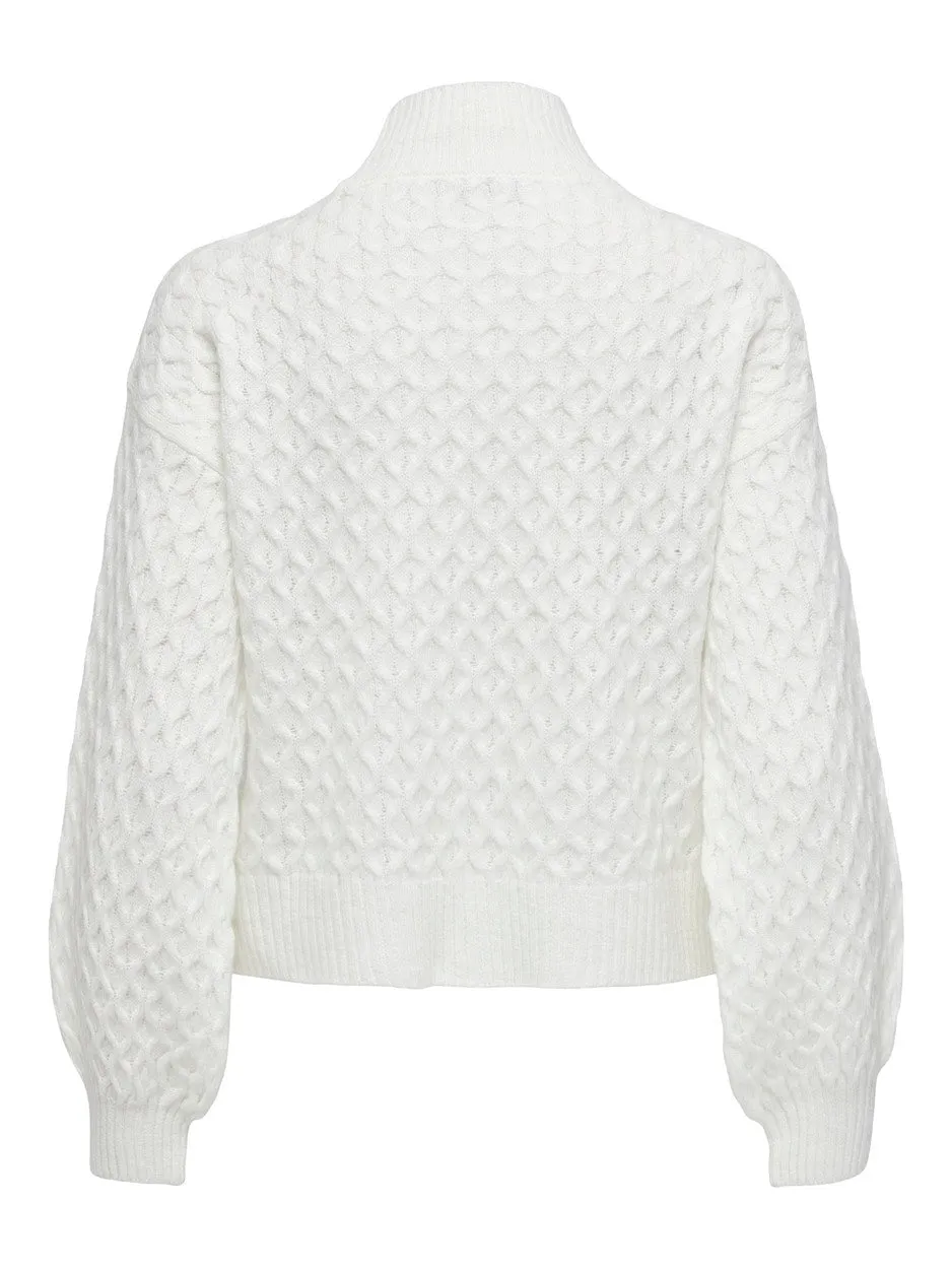 Onllita Ls Structure Highneck Knt - Off-white