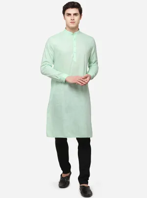 Pastel Green Solid Regular Fit Modi Kurta | JadeBlue