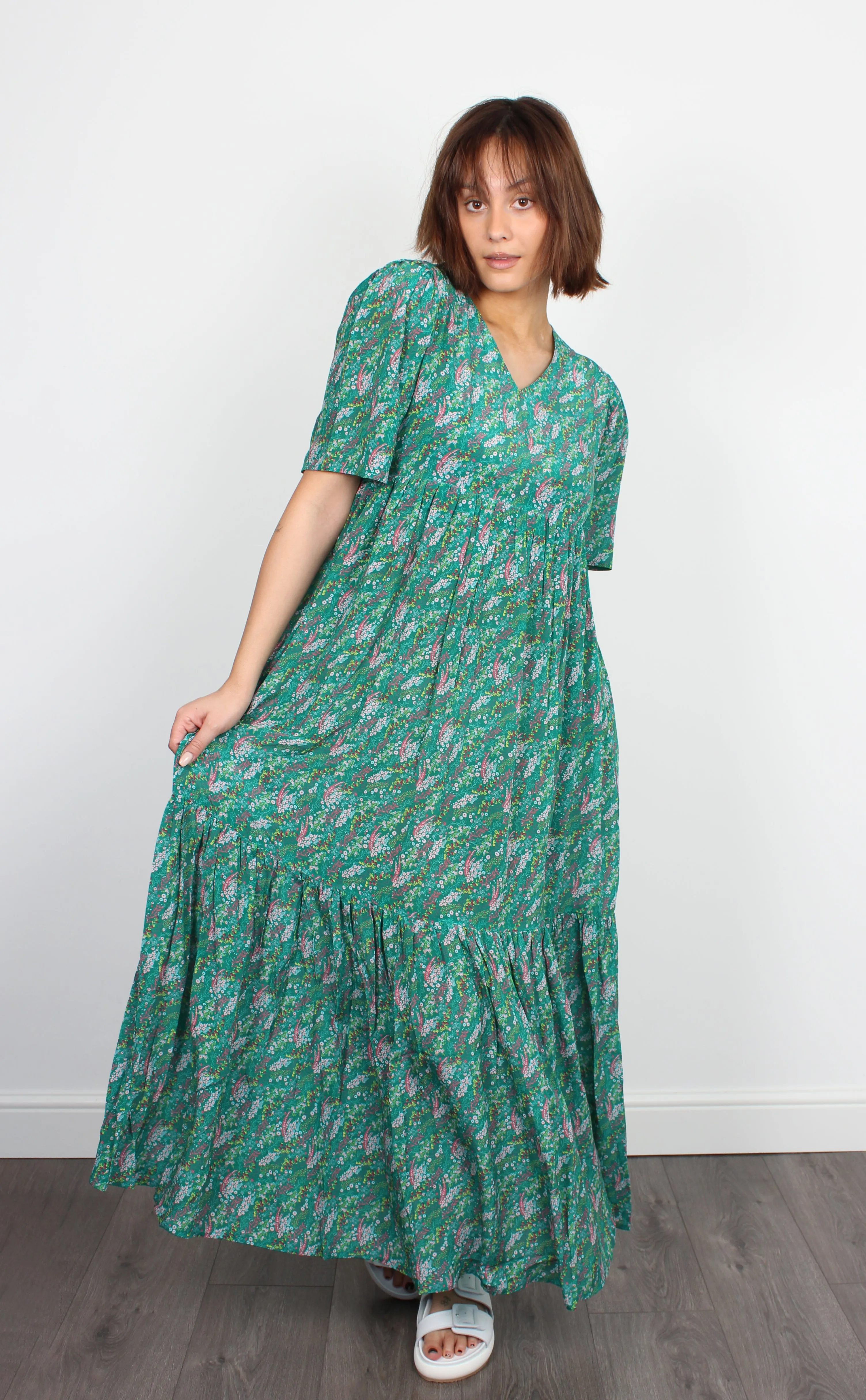 PPL Pamela Dress in Wild Flowers 03 in Green