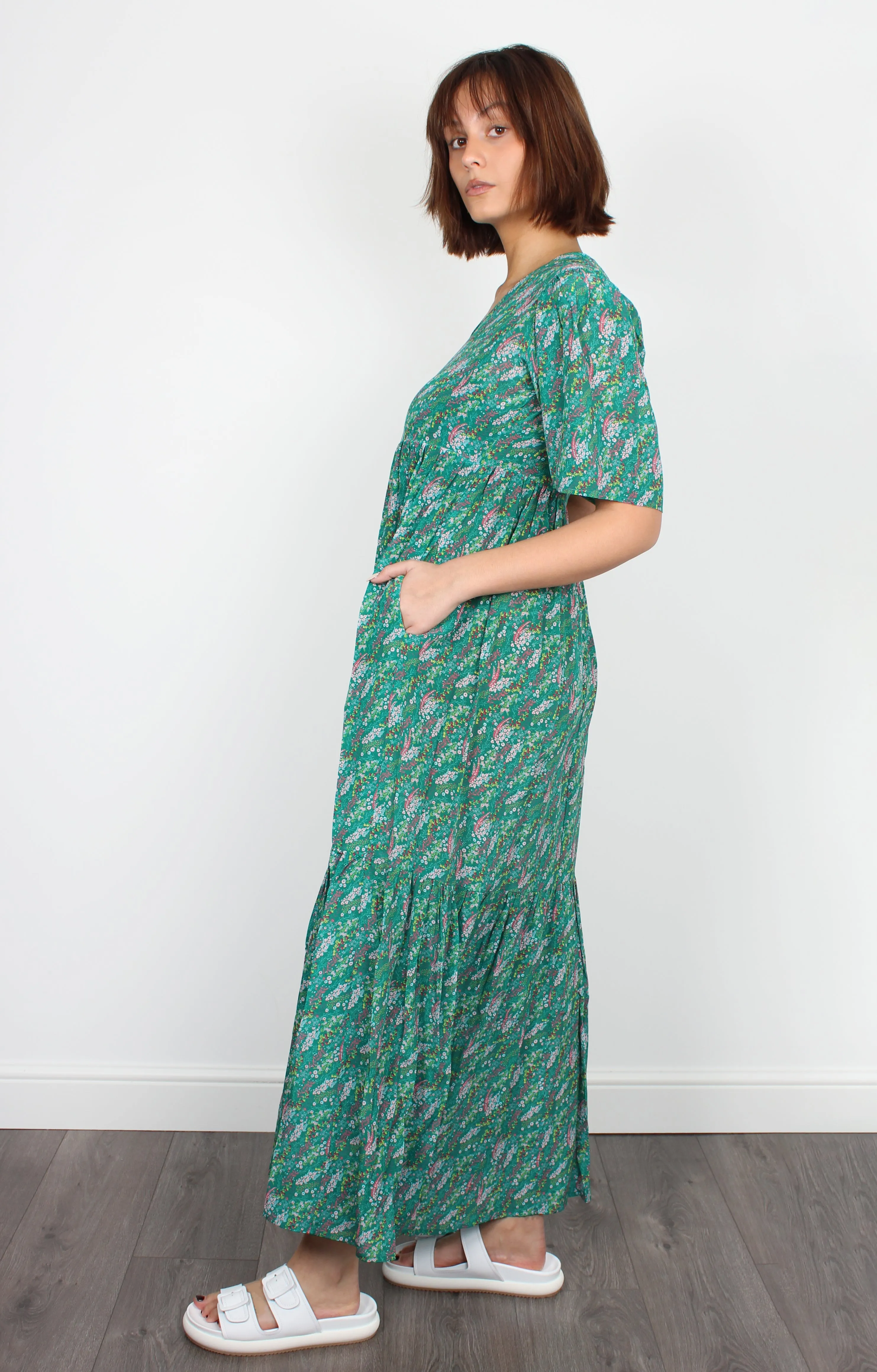 PPL Pamela Dress in Wild Flowers 03 in Green