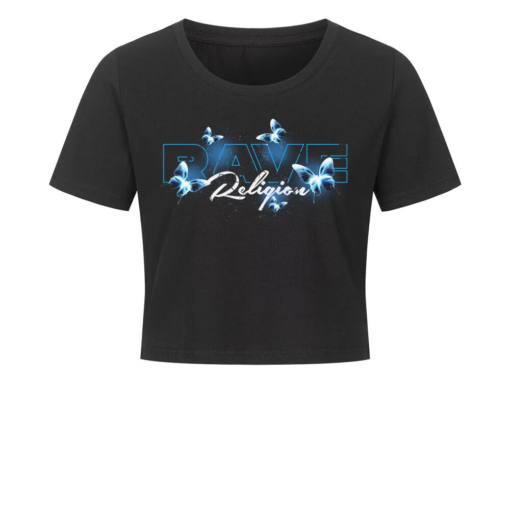 RAVE RELIGION BLUE CROPPED TEE - SPRING COLLECTION