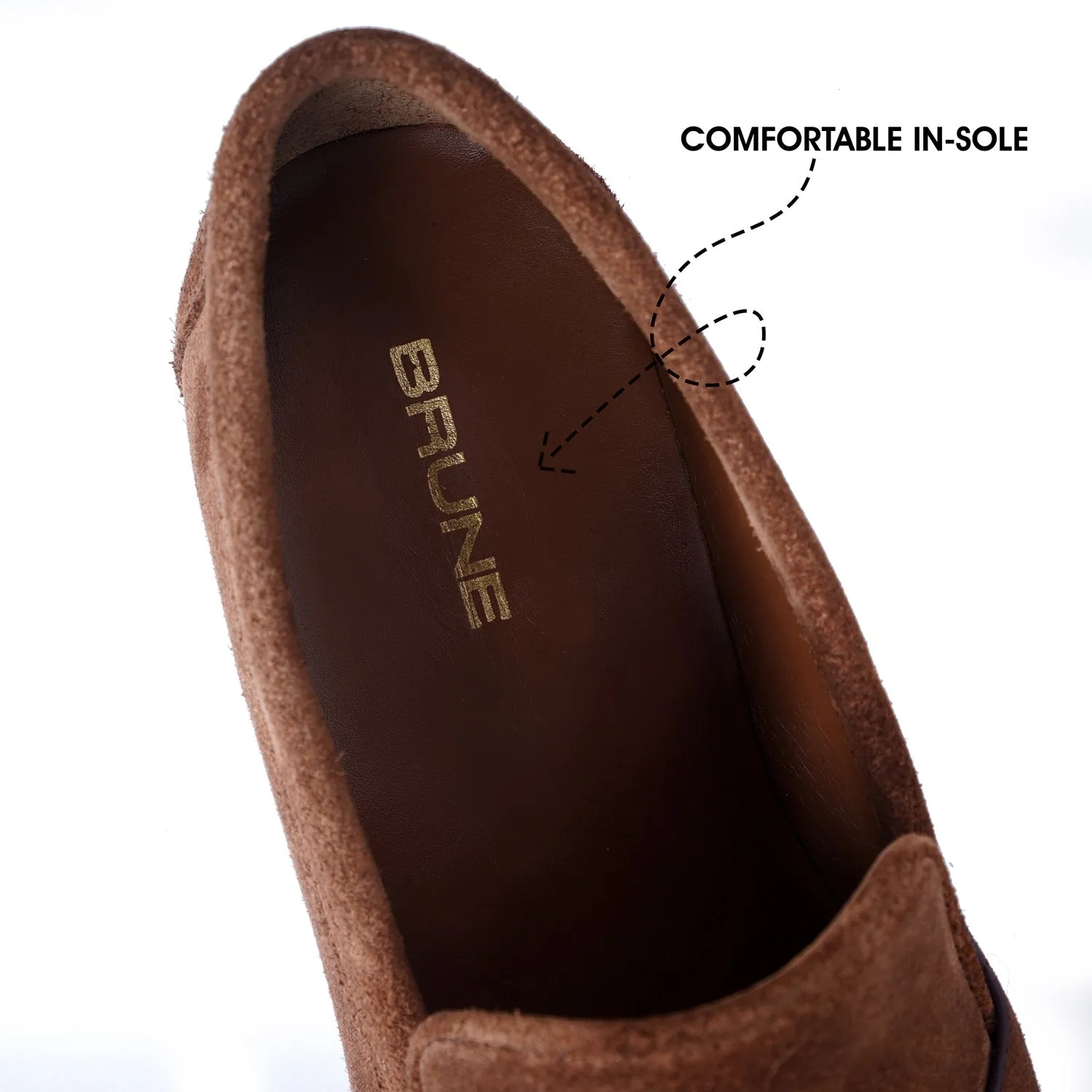 Rustic Suede Leather Loafer with Metal Initial
