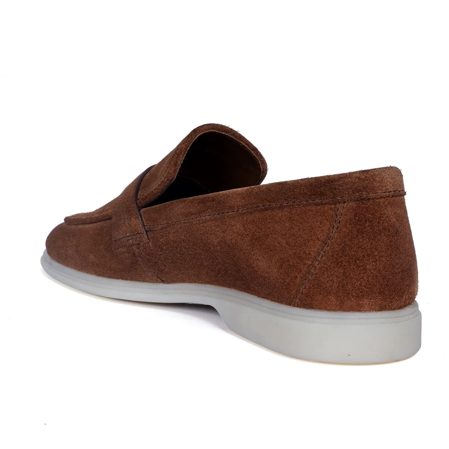 Rustic Suede Leather Loafer with Metal Initial