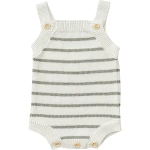 Sage Stripe Knit Bubble Romper Sage Stripe Knit Bubble Romper