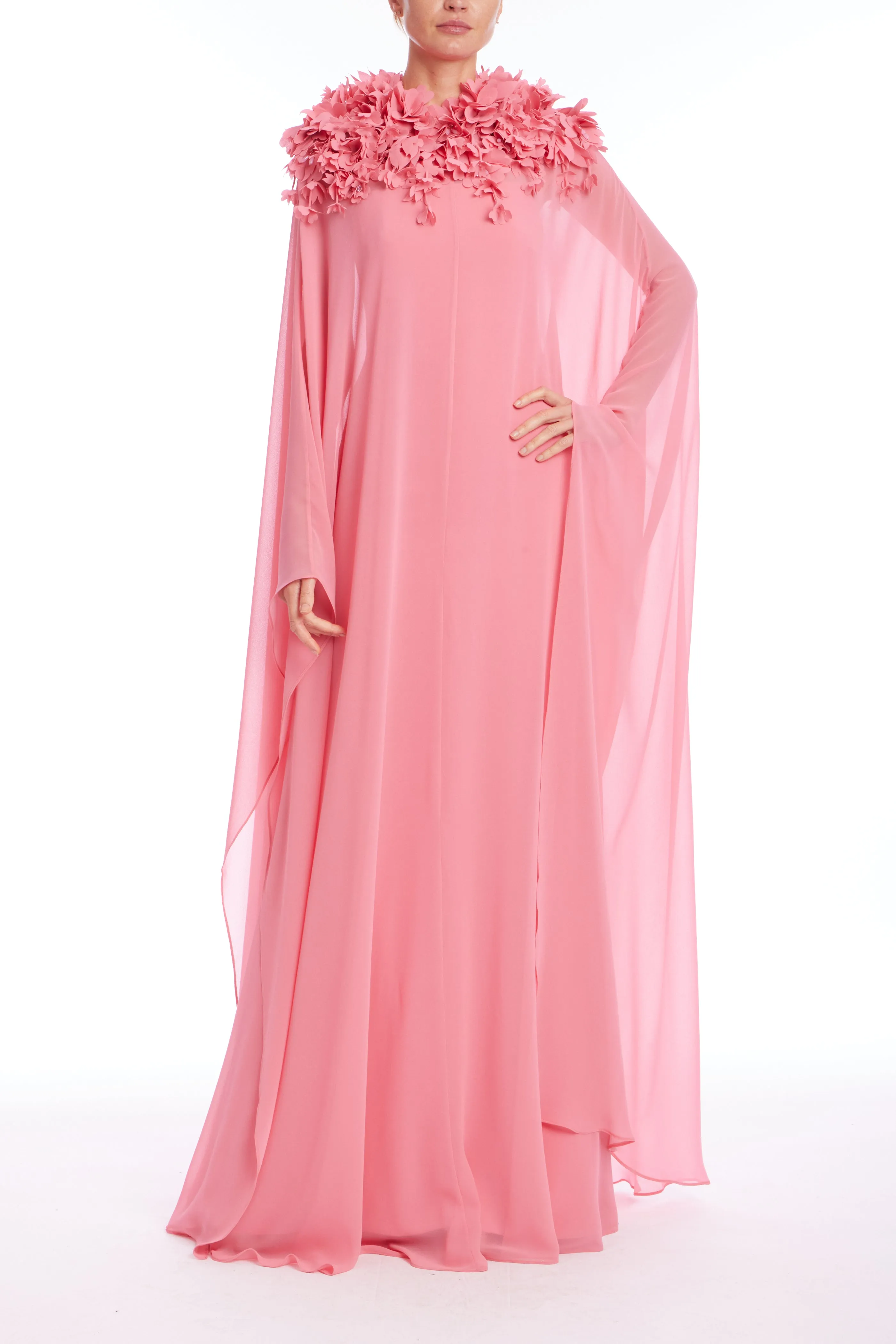 Seacoral Caftan with Column Design