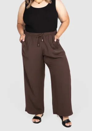 Stella Wide Leg Pant   - Chocolate