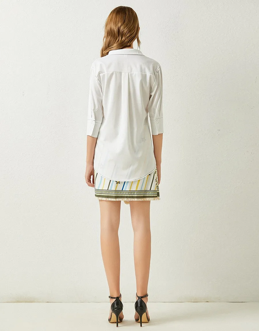 ‘The Artist Sketch’ cotton shirt and asymmetric skirt set