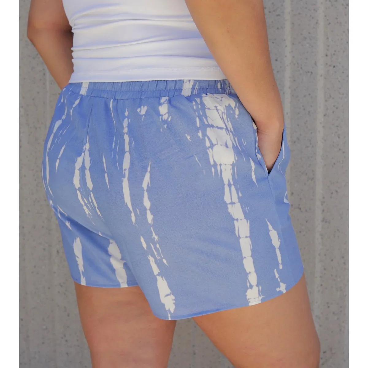 TIE DYE DRAWSTRING SHORTS - BLUE