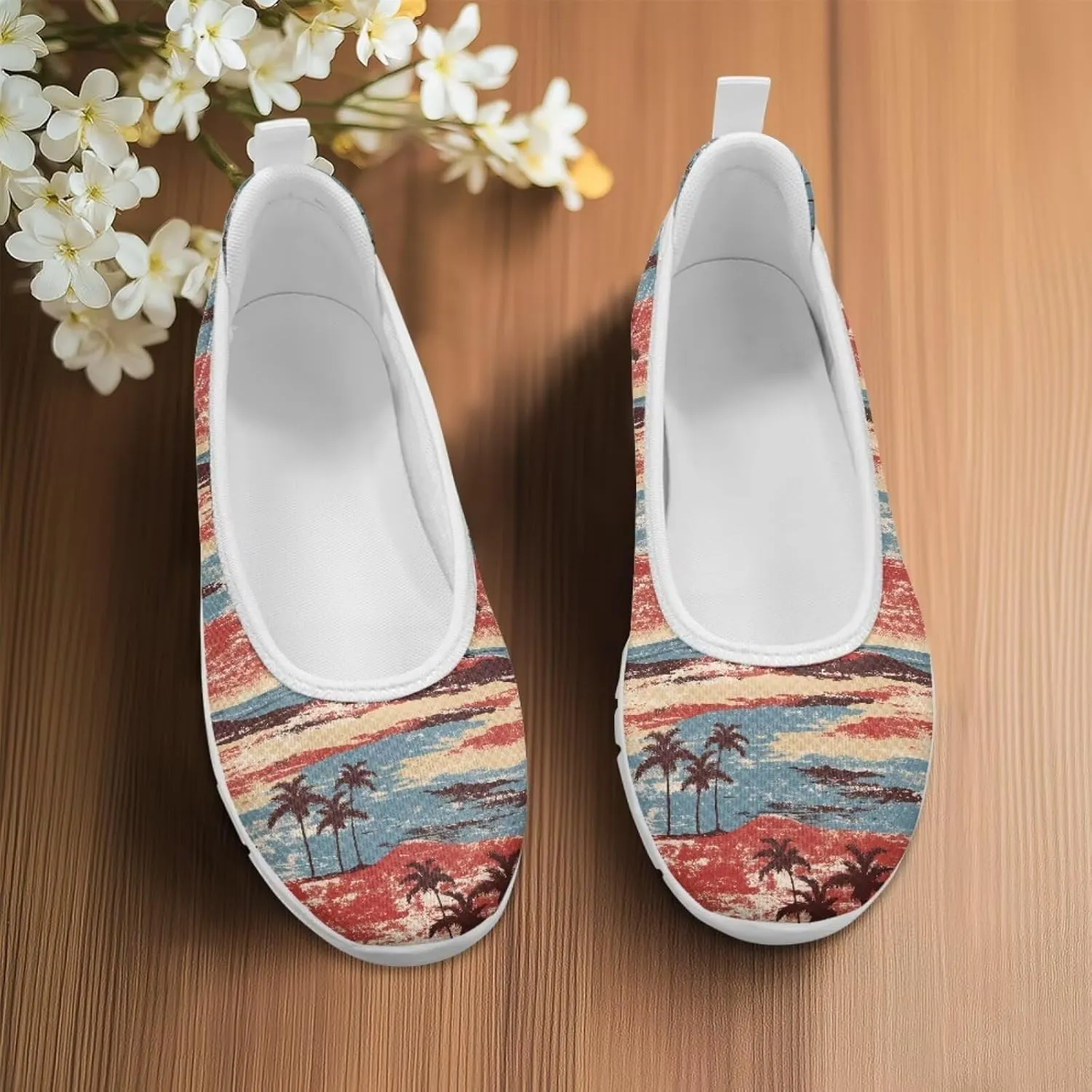 Tropical Hawaii Slip On Womens Orthopedic Arch Support Diabetes Foam Shoes Walking Anti-Skid Loafers