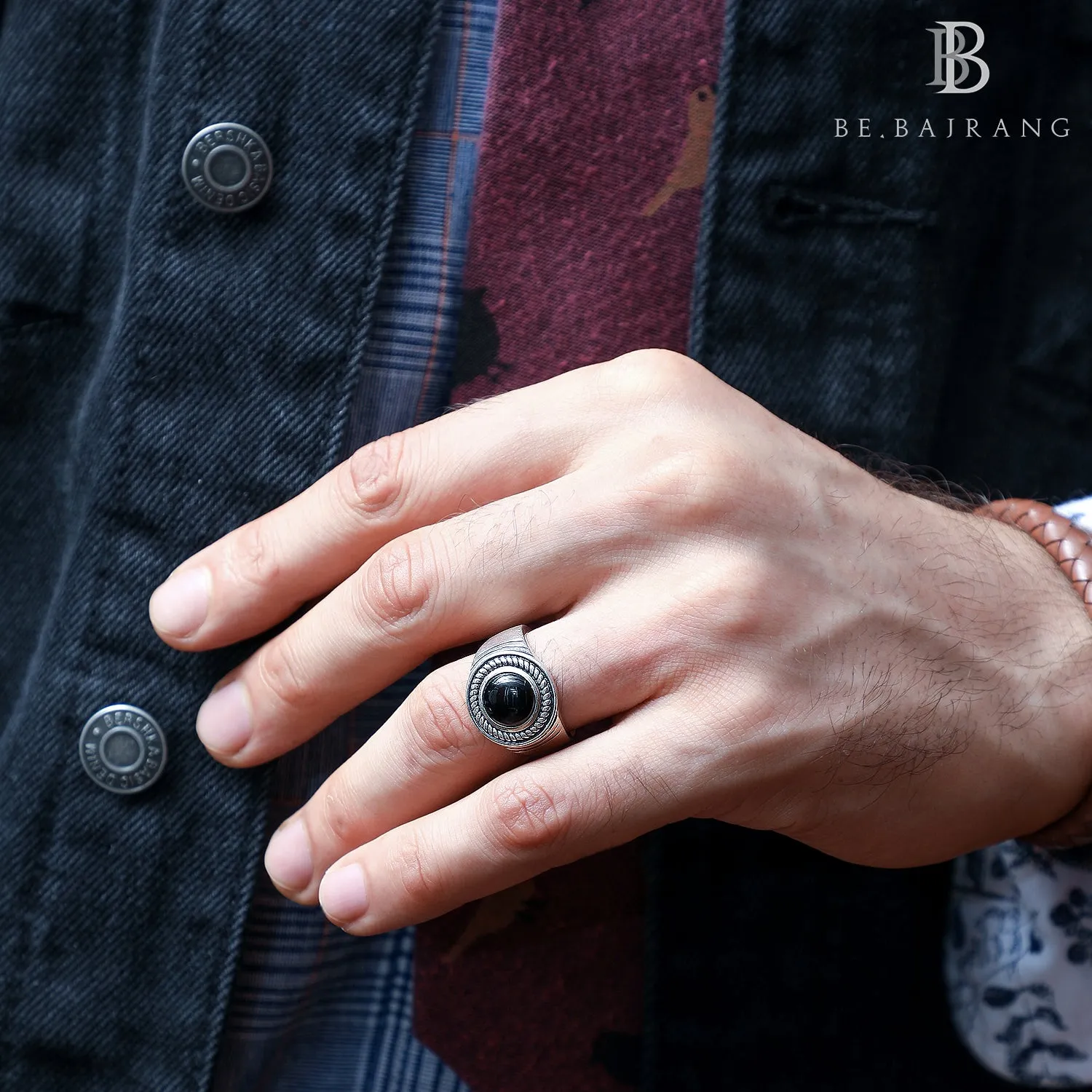 Vintage Nautical Signet Ring with Black Onyx Gemstone