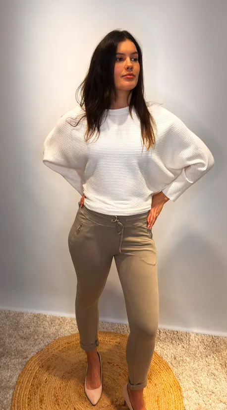 Zip Pocket Joggers  Taupe